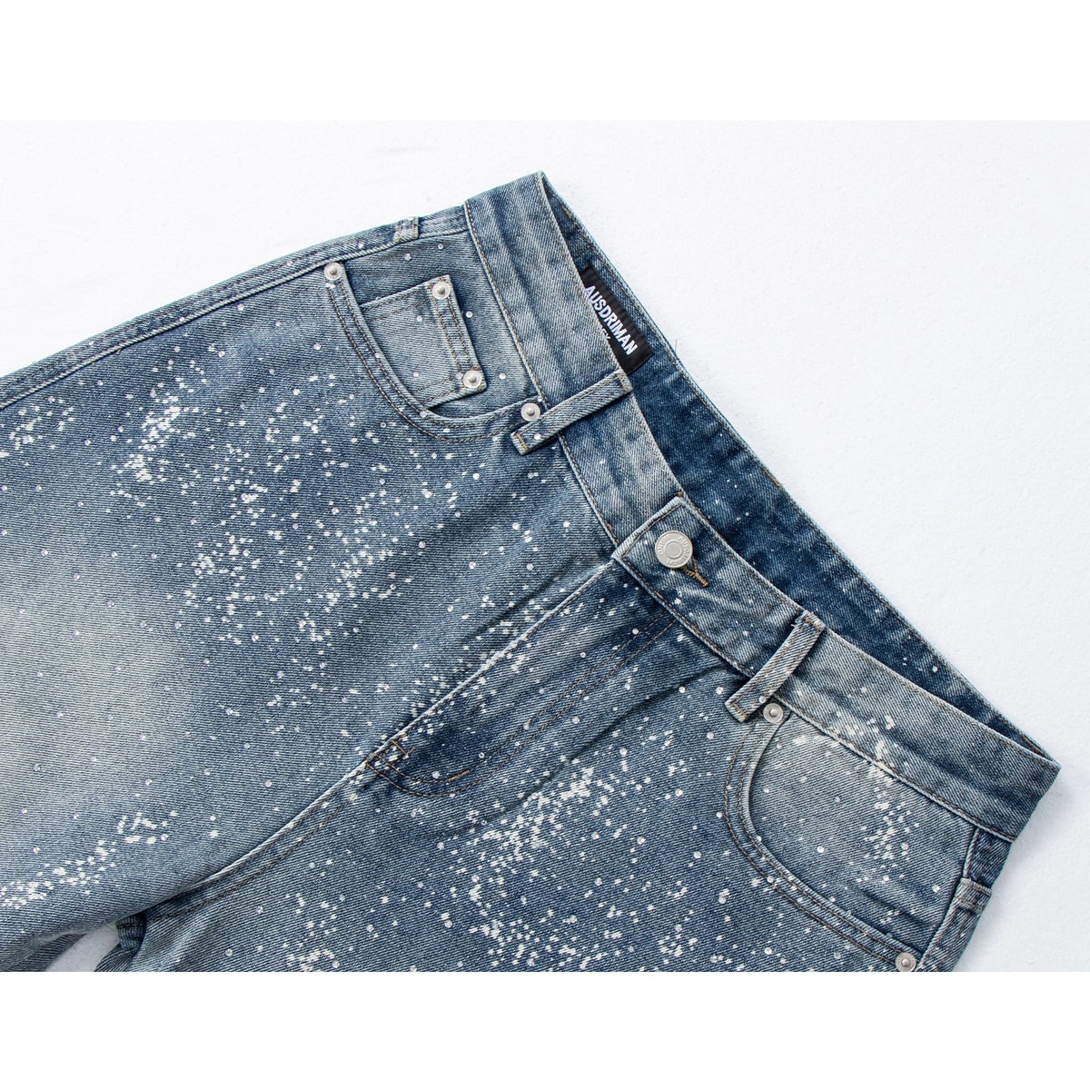 Streetwear Y2K Spray Paint Galaxy Design Rhinestone Straight Leg Jeans For Women | MuddyStock Originals