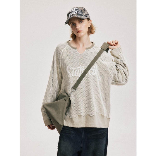 Hollow out mesh spliced sweatshirt for men and women | MuddyStock Originals