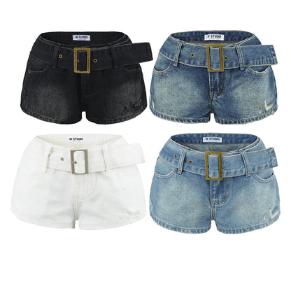Slimming Waist Belt High-Waisted Loose Denim Ultra-Short Pants for Women | MuddyStock Originals