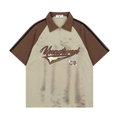 Original Design Color Block Shoulder Polo T-Shirt For Men | MuddyStock Originals AS0573-Earth Color eprolo