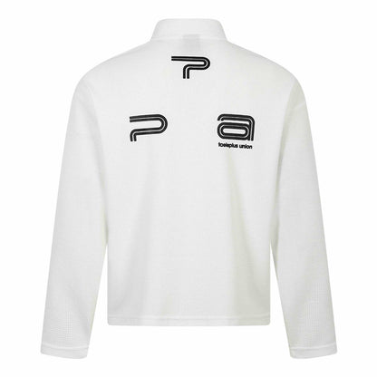 Half-High Neck Zipper Casual Printed Waffle Knit Long Sleeve T-Shirt For Men | MuddyStock Originals
