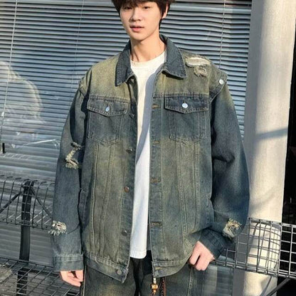Water washed distressed denim jacket for men | MuddyStock Originals MuddyStock