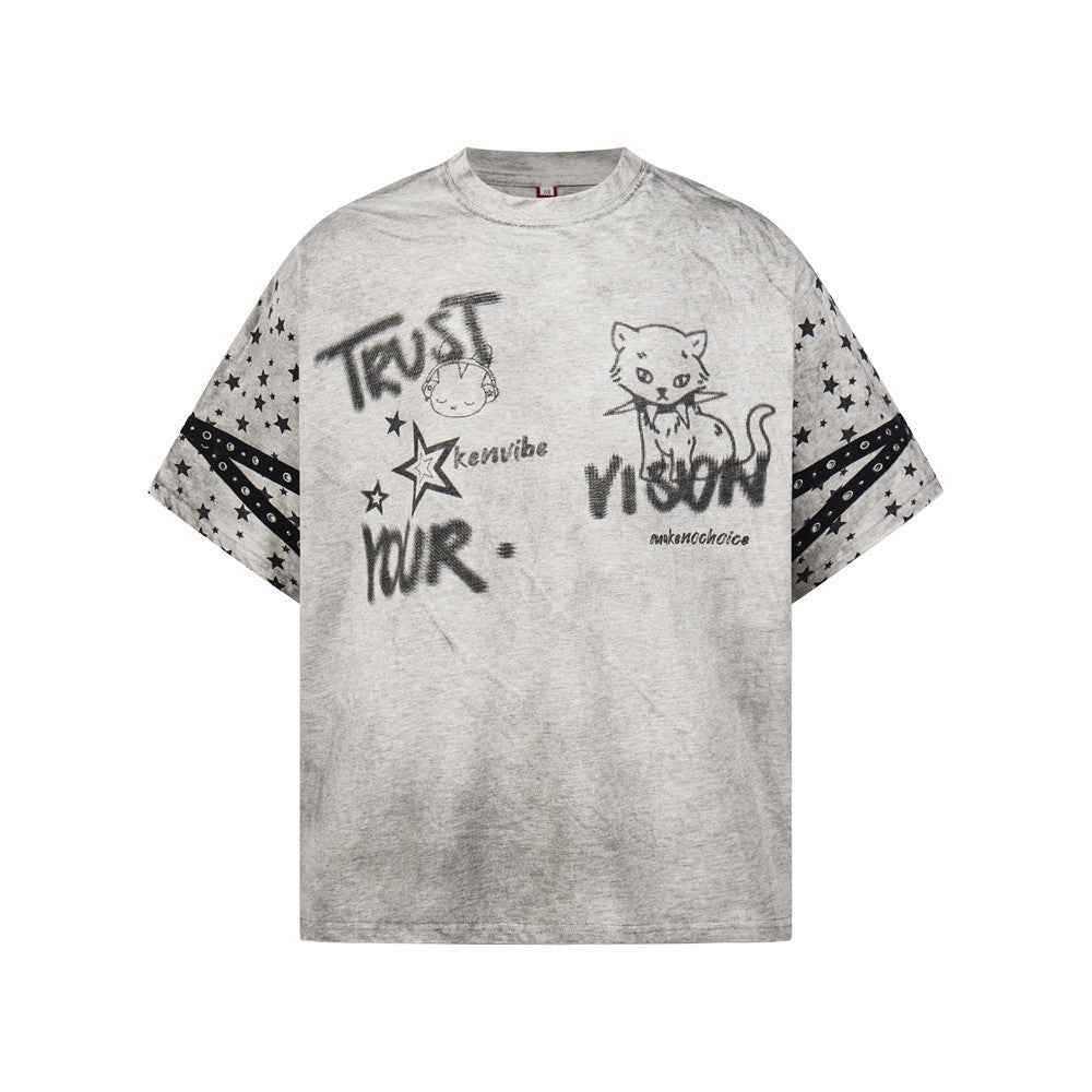 Make old dirty star cartoon short sleeve for men | MuddyStock Originals