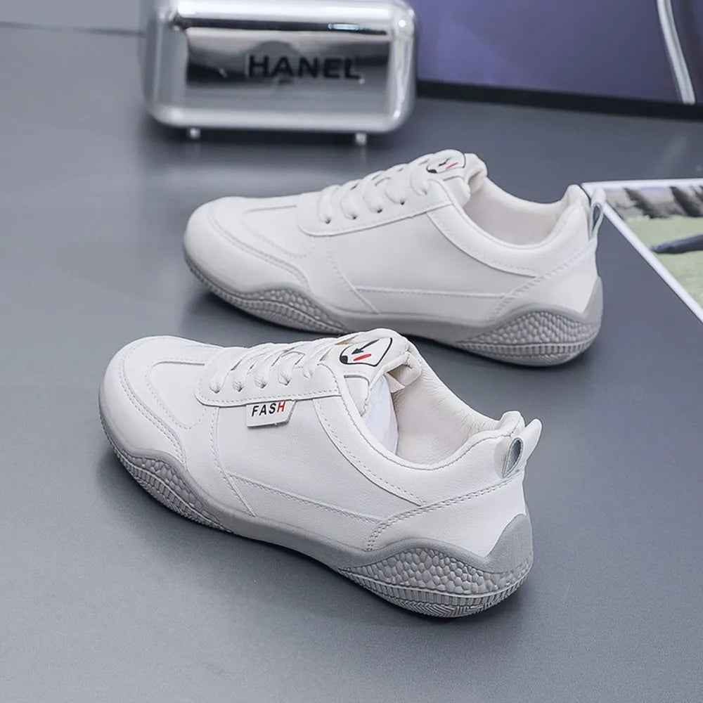 Lace Up Round Toe Flat Athletic Shoes For Men Gray