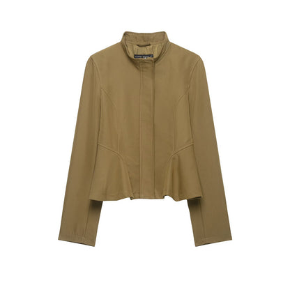 Long sleeved slim fit short skirt style hem jacket