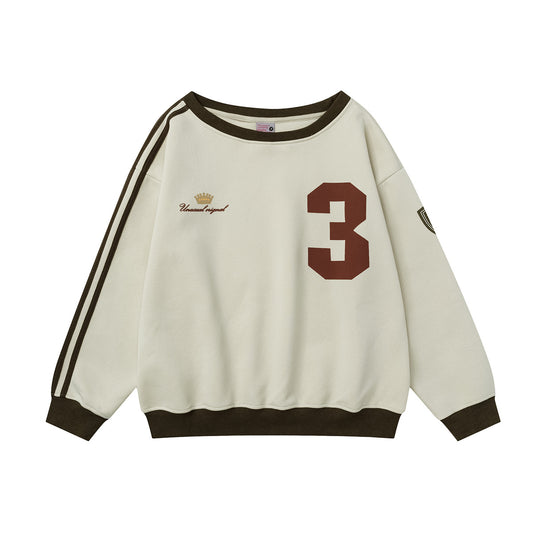 Women's loose round neck sweatshirt with letter printed pattern | MuddyStock Originals Apricot MuddyStock