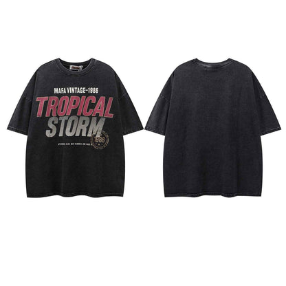 Retro Washed Letter Print Short Sleeve T-Shirt For Men | MuddyStock Originals MuddyStock