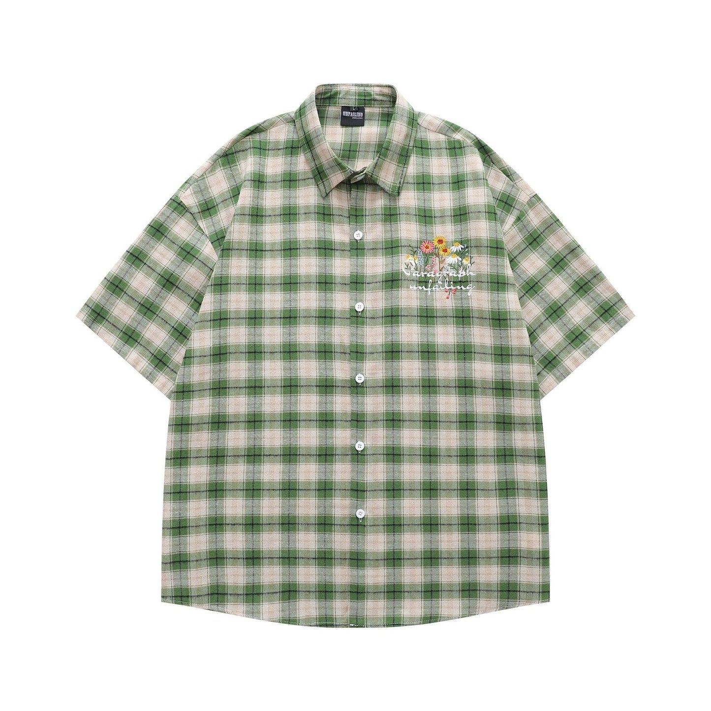 Plaid short sleeved shirt for men | MuddyStock Originals Green