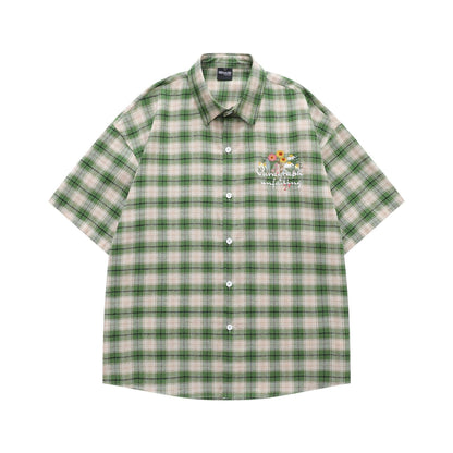 Plaid short sleeved shirt for men | MuddyStock Originals Green