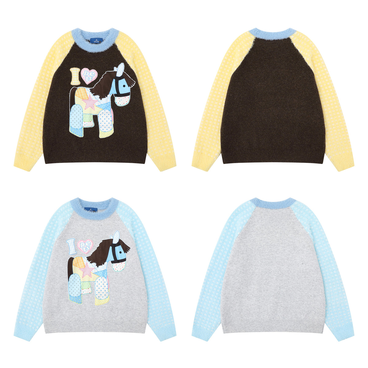 Color blocking pony pattern sweater for women | MuddyStock Originals