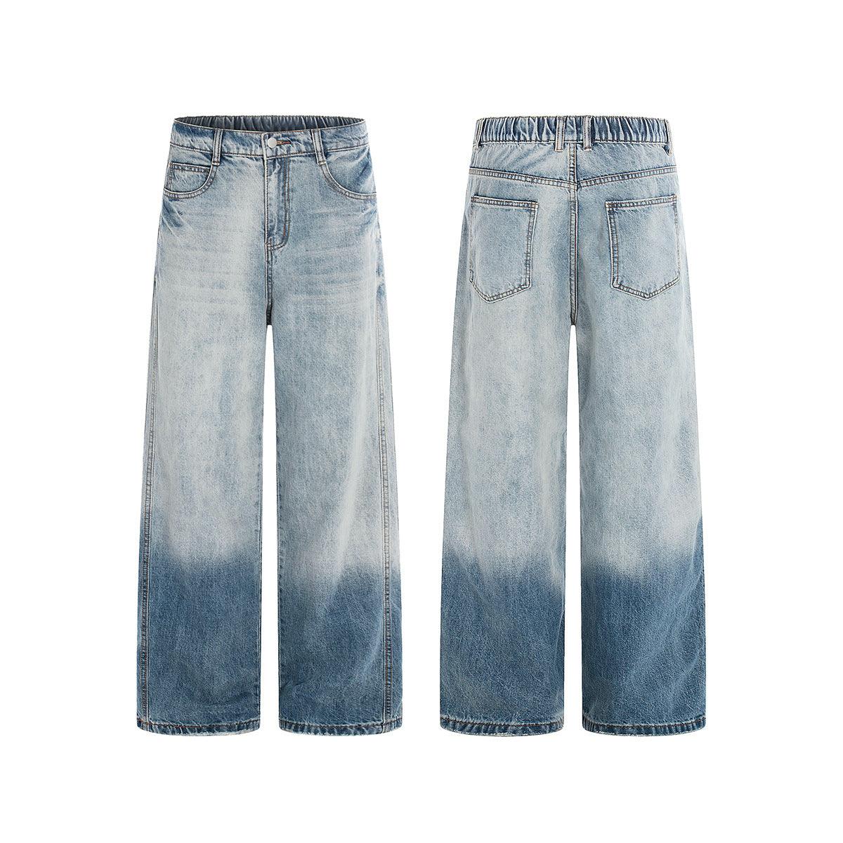 Washed Gradient Distressed Straight Loose Fit Denim Pants for Men | MuddyStock Originals