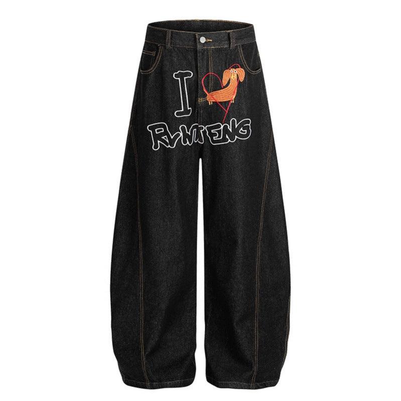 Wide leg curved knife jeans for women