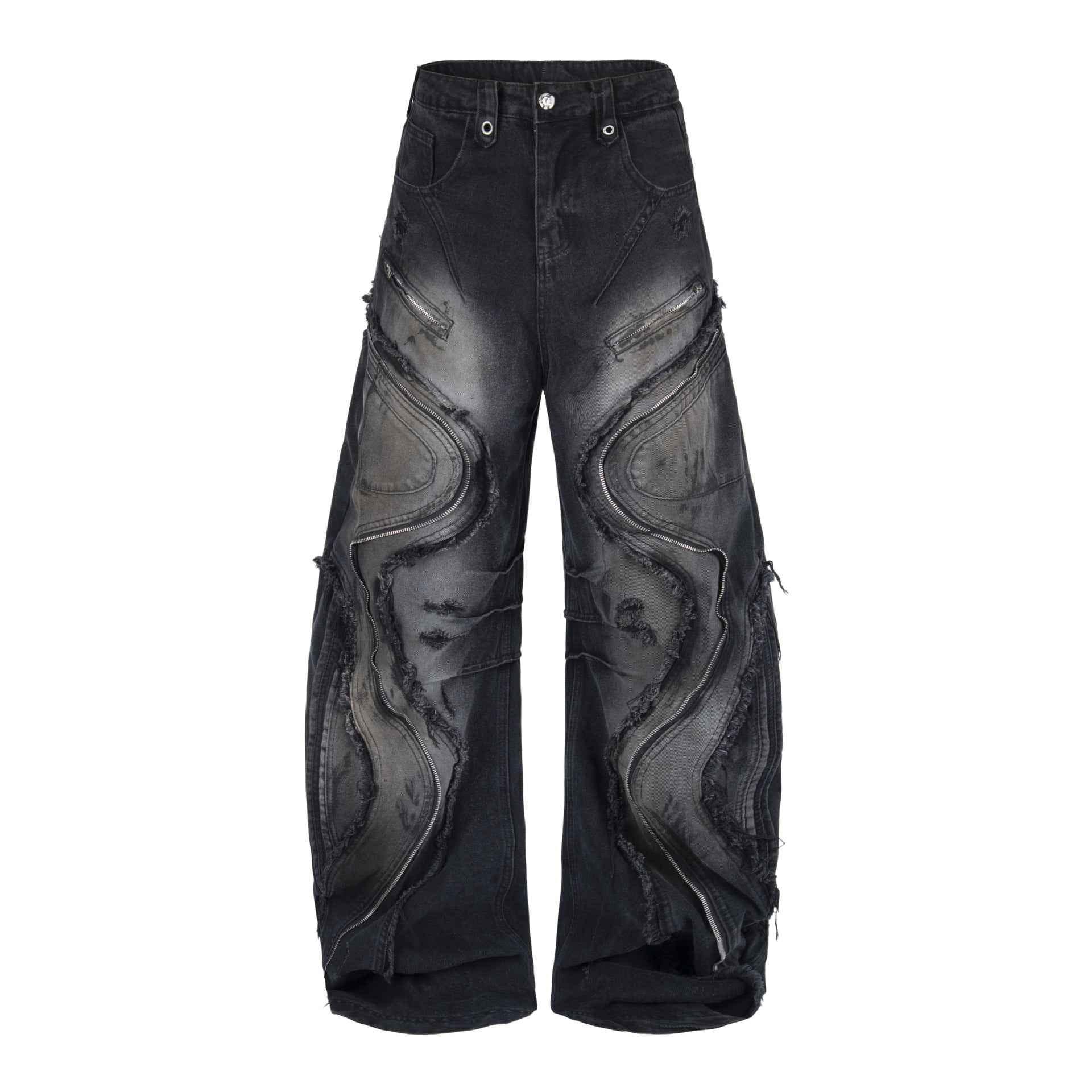 Deconstructing frayed washed loose jeans for men and women | MuddyStock Originals Black