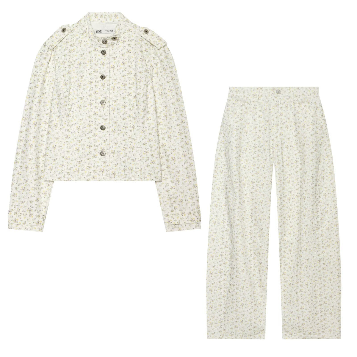 Floral print denim jacket + pants set for women | MuddyStock Originals