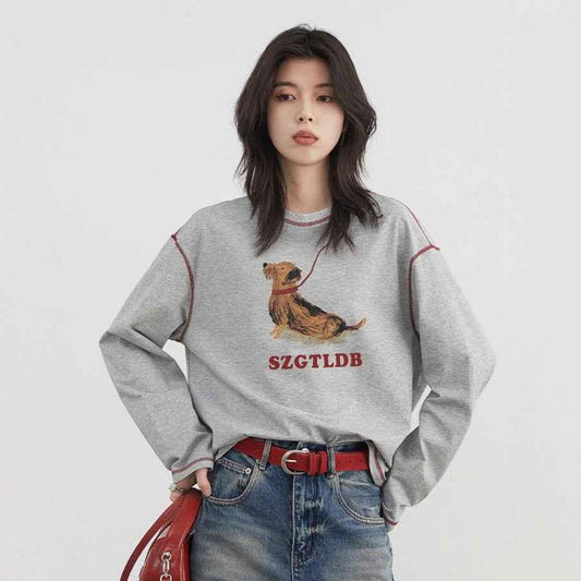 Dog Leash Long Sleeve T-Shirt for Women | MuddyStock Originals