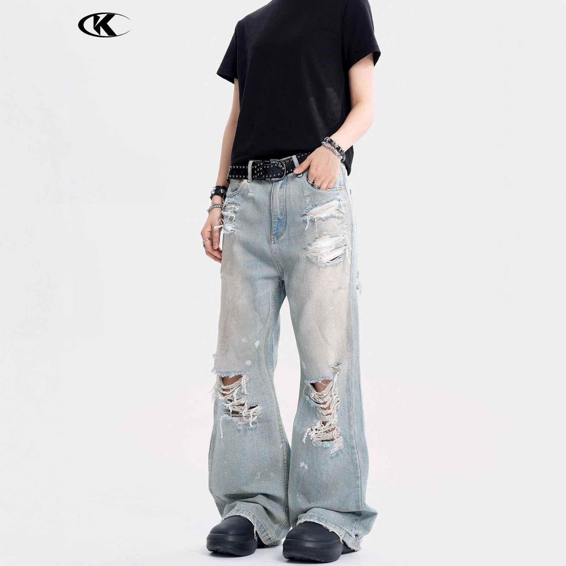 Loose Fringe Slim Fit Casual Long Jeans For Men | MuddyStock Originals