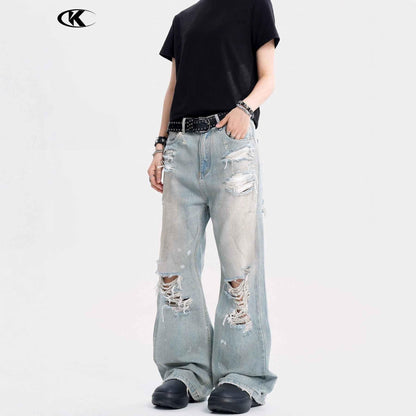 Loose Fringe Slim Fit Casual Long Jeans For Men | MuddyStock Originals