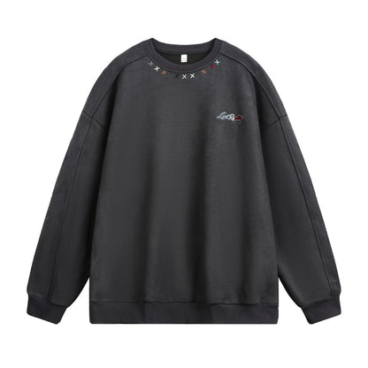 Round neck sweatshirt men's embroidered pullover | MuddyStock Originals Dark Gray MuddyStock