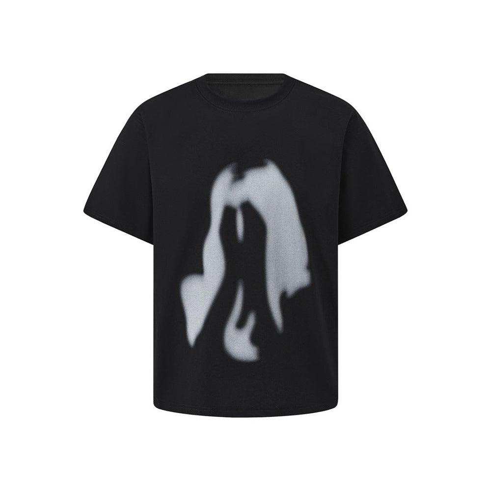 Abstract pattern short sleeved t-shirt for women | MuddyStock Originals Black