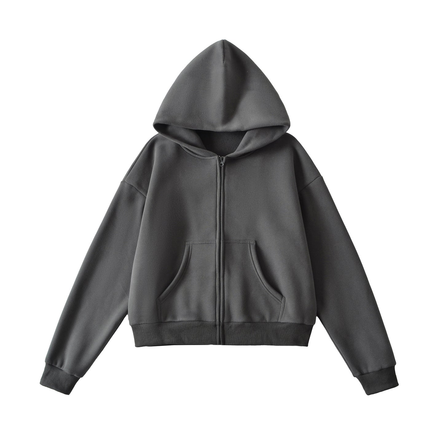 Zipper top loose hooded sweatshirt Carbon Gray eprolo