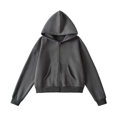 Zipper top loose hooded sweatshirt Carbon Gray eprolo