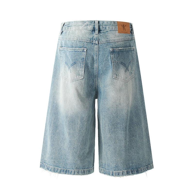 Washed denim shorts with frayed edges and holes | MuddyStock Originals