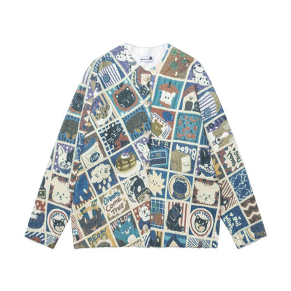 Manga checkered cat cardigan for women