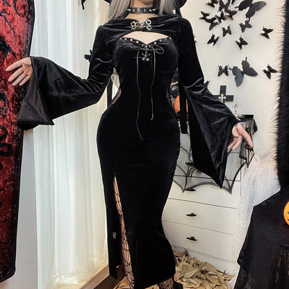 Halloween Women's Dress With Bell Sleeves
