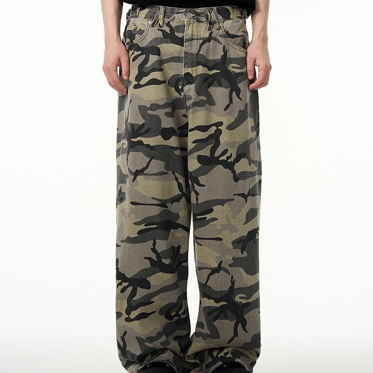 Retro camouflage workwear jeans