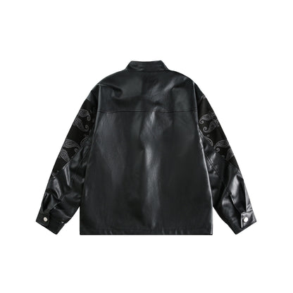 PU Leather Jacket with Patchwork Design for Women | MuddyStock Originals