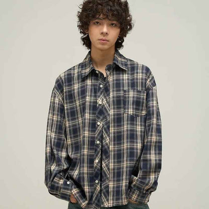 Retro checkered long sleeved shirt for men and women | MuddyStock Originals grid MuddyStock