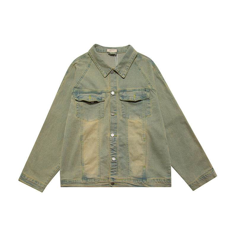 Washed and worn solid color zipper denim jacket for women | MuddyStock Originals Washed Blue MuddyStock