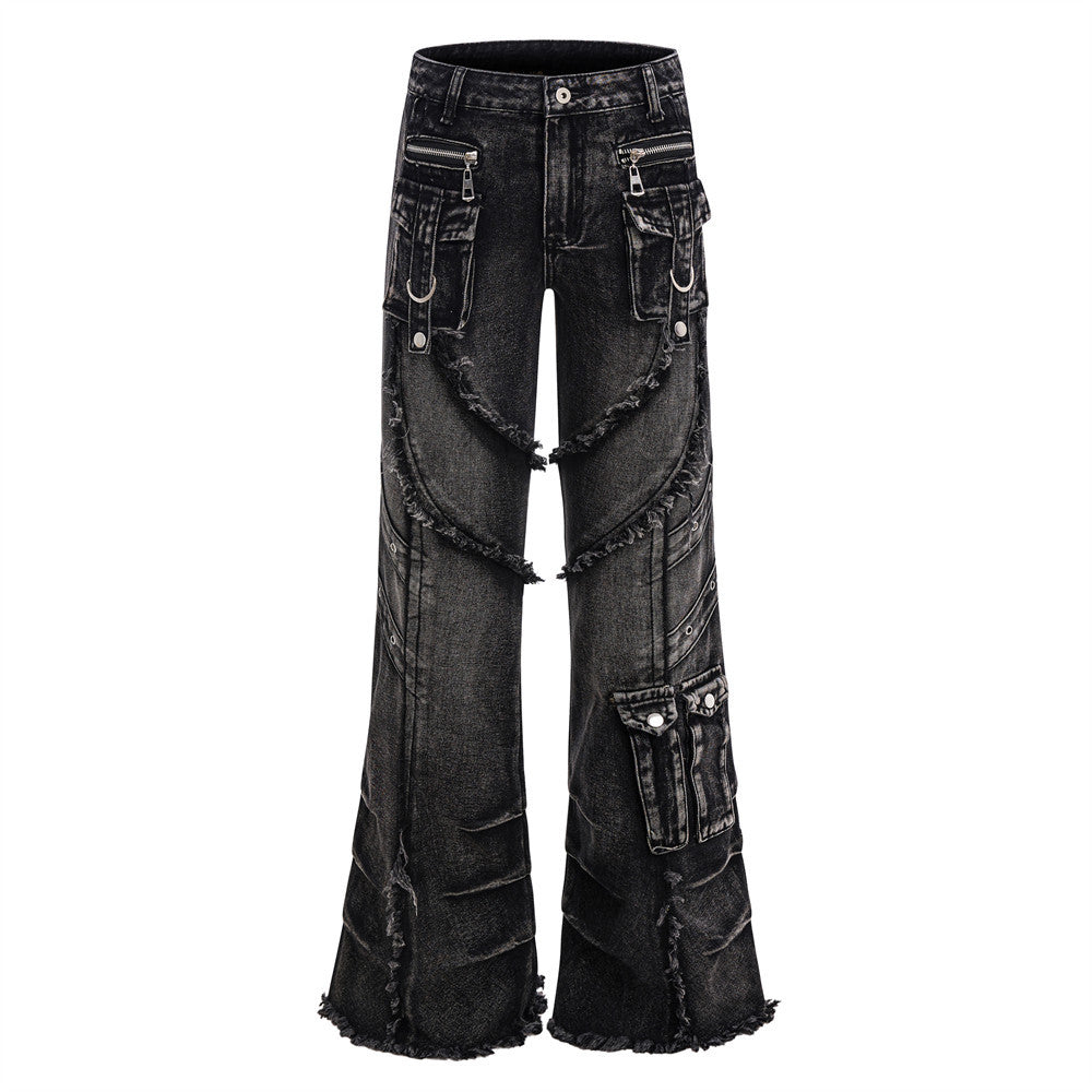 Strap horn workwear jeans for women | MuddyStock Originals Black and Gray
