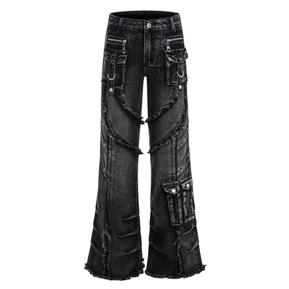 Strap horn workwear jeans for women | MuddyStock Originals Black and Gray