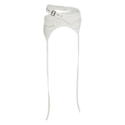 Irregular and versatile slim fit waist decoration for women White