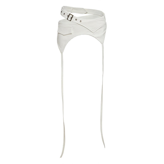 Irregular and versatile slim fit waist decoration for women White