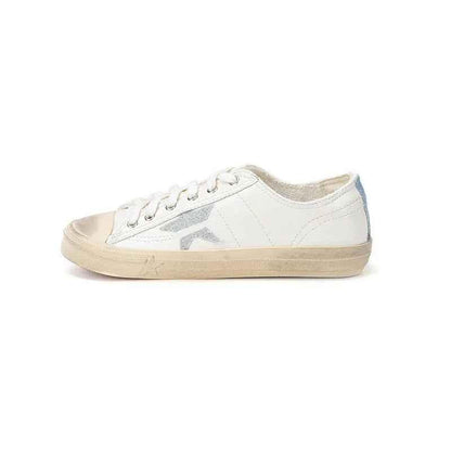 Retro lace up casual star board shoes for women White
