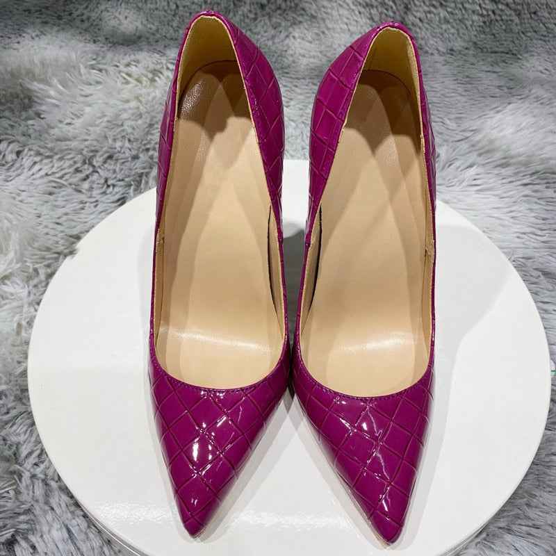 Croc-Effect Women's Slip On Pointed Toe High Heels