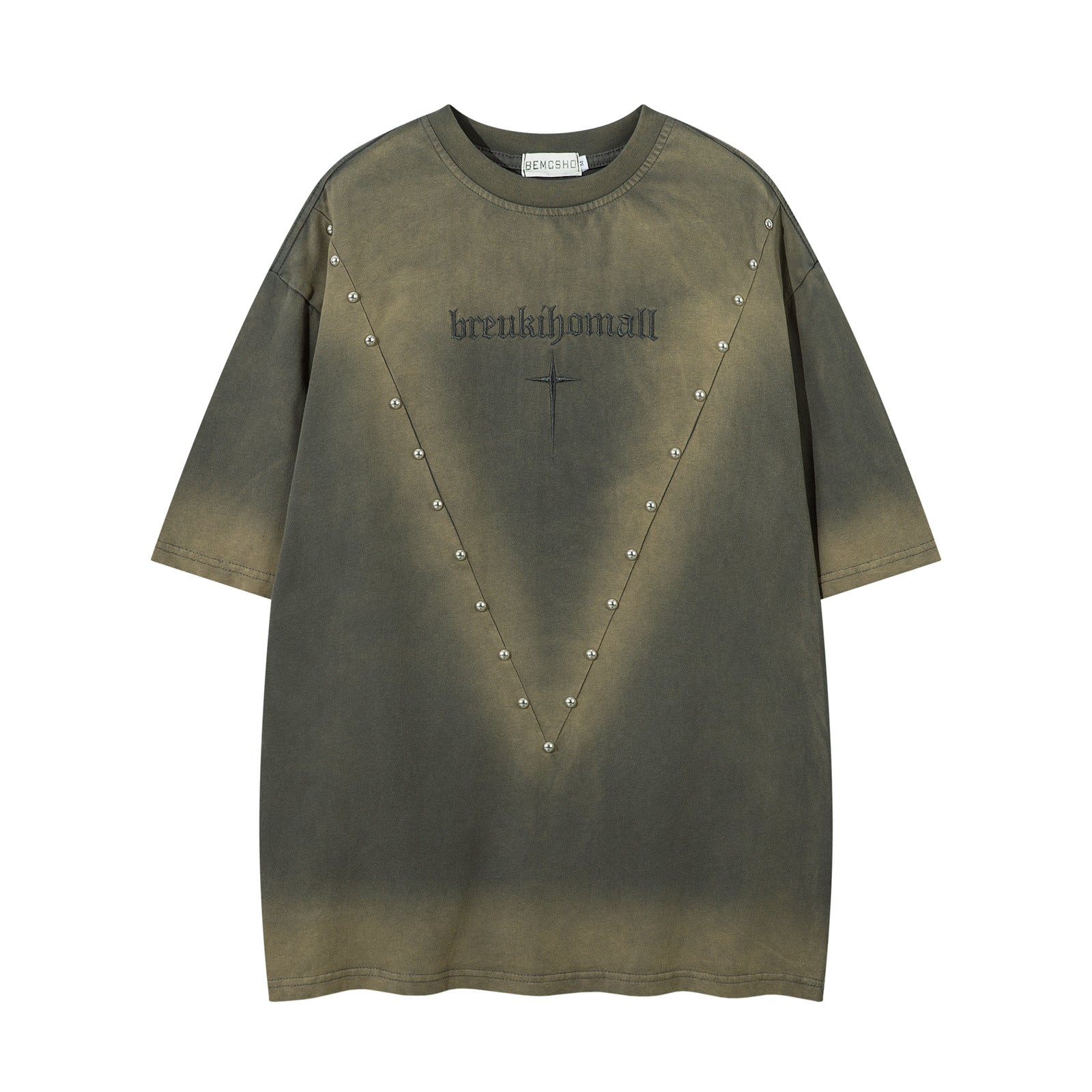 Streetwear Washed Beaded Short Sleeve T-Shirt For Men And Women | MuddyStock Originals MuddyStock