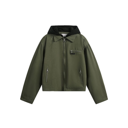 Vintage hooded jacket short jacket for men and women Army Green eprolo