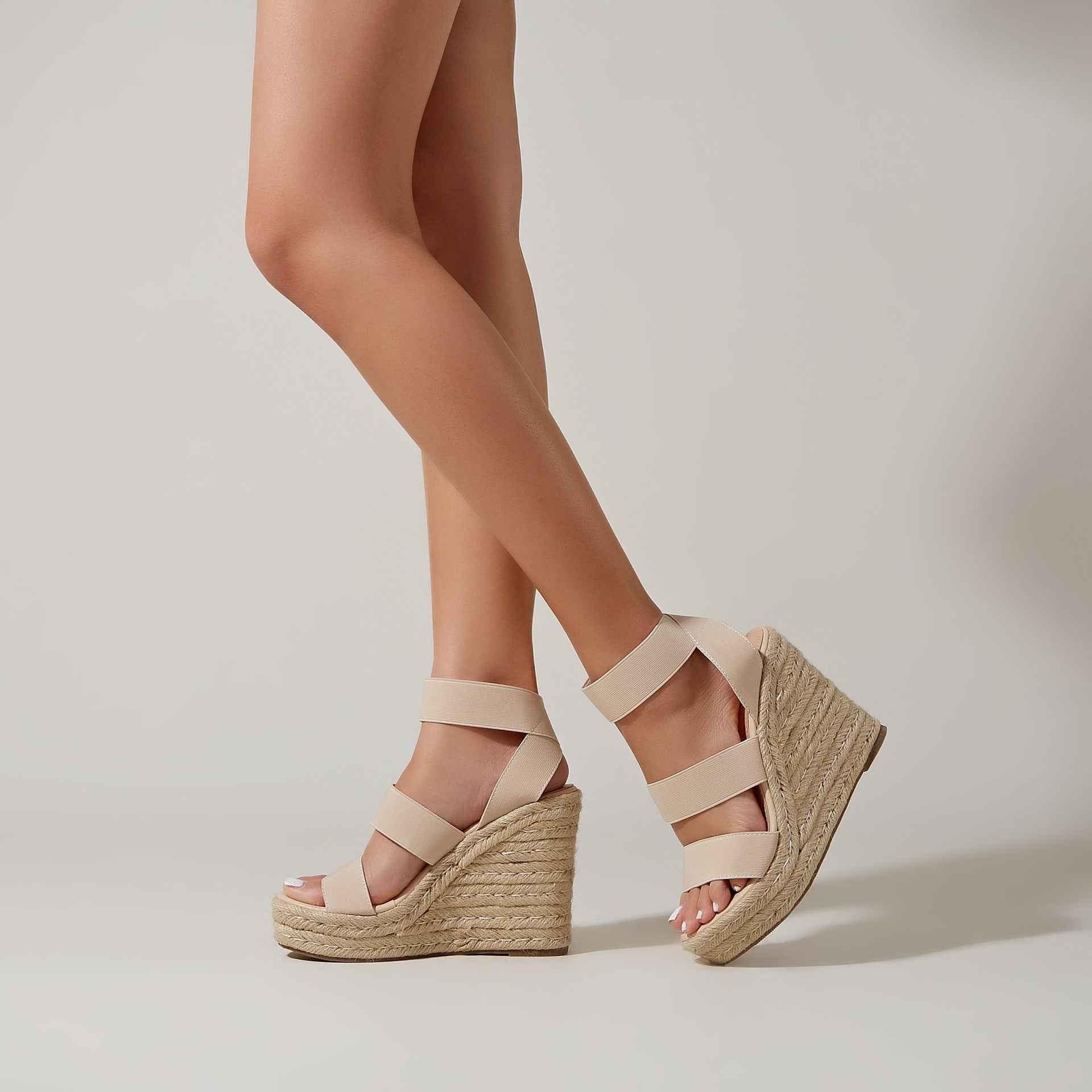 Hemp Rope Bottom High Heel Wedge Sandals