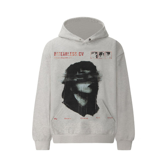 Style Conley Print Portrait Washed Hoodie For Men And Women | MuddyStock Originals Flower Gray MuddyStock