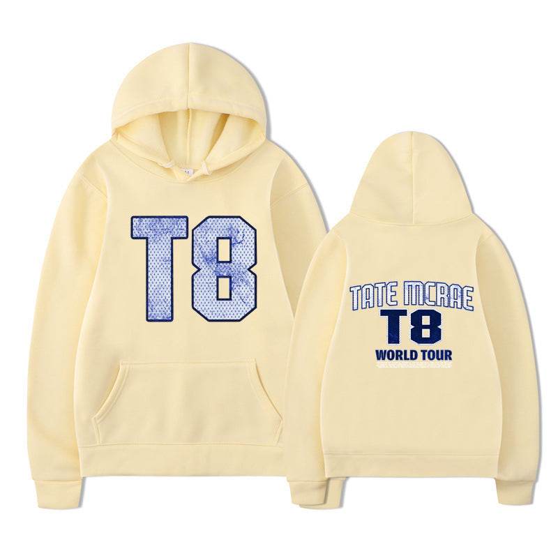 Tate McRae Fleece Hoodie For Men And Women Khaki with White Characters MuddyStock