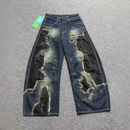 Washed patch curved knife jeans for women | MuddyStock Originals