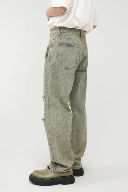 Raw Hem Distressed Jeans For Men | MuddyStock Originals