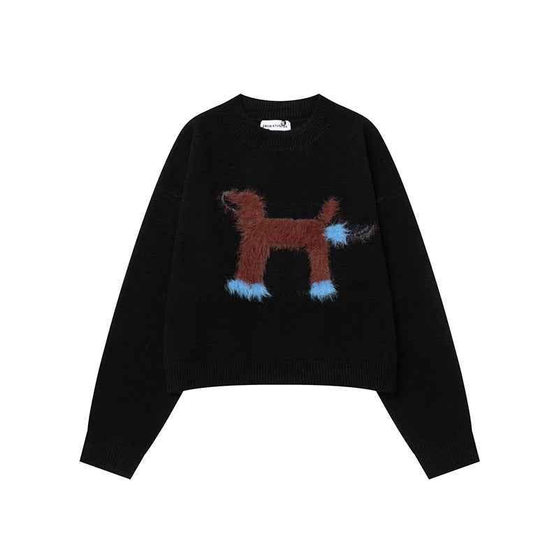 Dachshund Short Sweater for Women | MuddyStock Originals Black