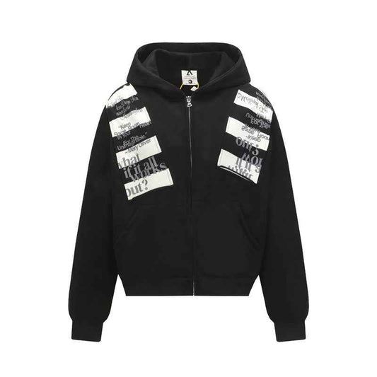 Street Style Letter Patch Suede Hooded Sweatshirt for Men and Women | MuddyStock Originals Black MuddyStock