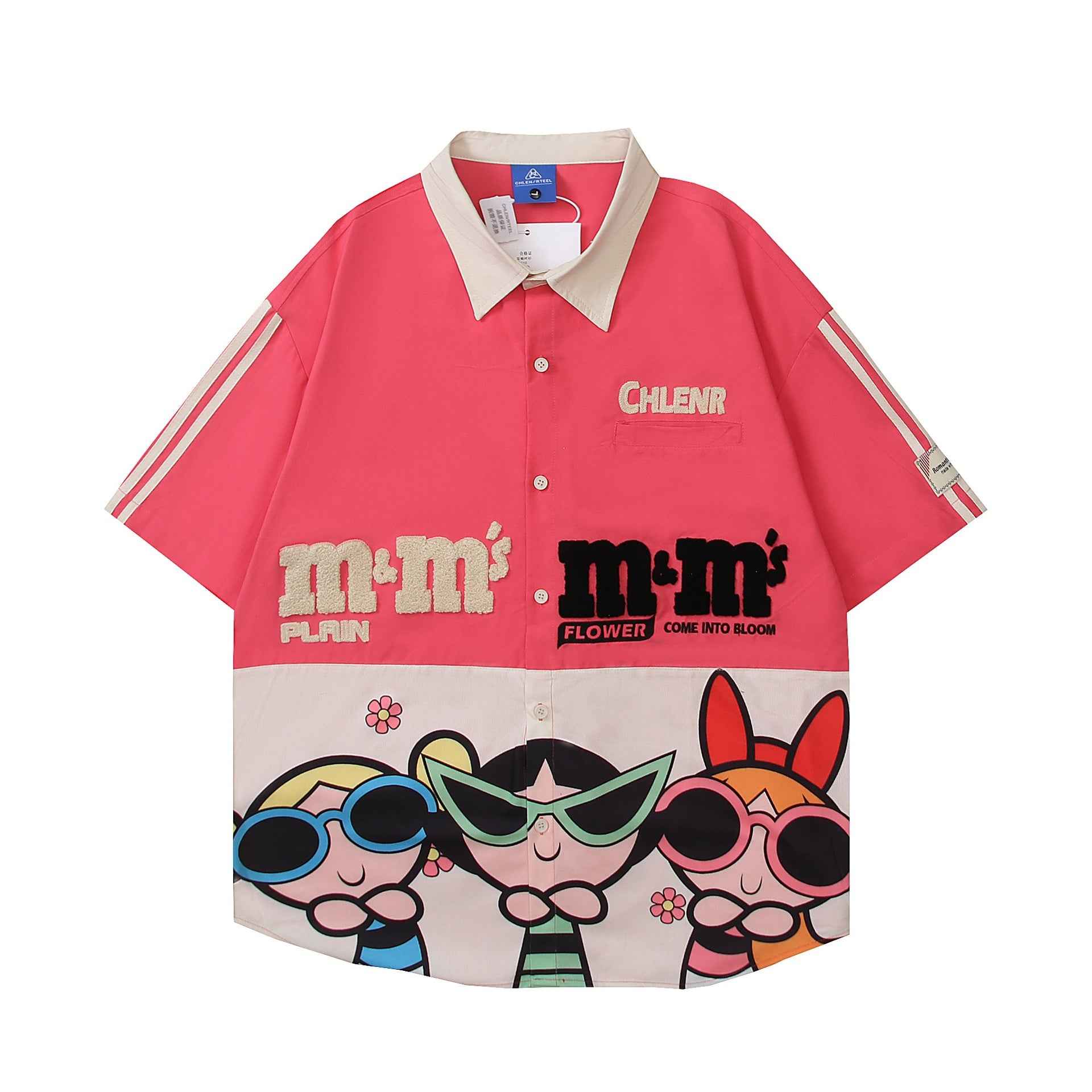 Cartoon Printed Color blocked Short Sleeve Shirt For Women | MuddyStock Originals