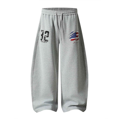 Distressed Number Flag Patchwork Sweatpants For Men And Women | MuddyStock Originals Gray