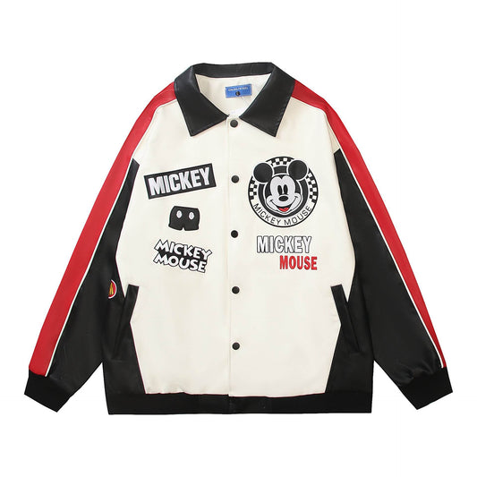 Cartoon Embroidery Turn-Down Collar Jacket For Men And Women MuddyStock